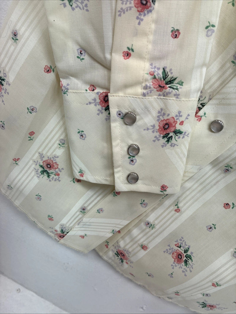 New Women’s Champion Western Yellow Floral Long Sleeve Pearl Snap 14 II-13