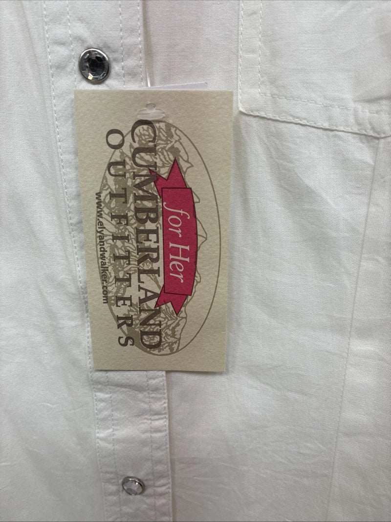New Women’s Cumberland White Gem Long Sleeve Pearl Snap Medium LL-8