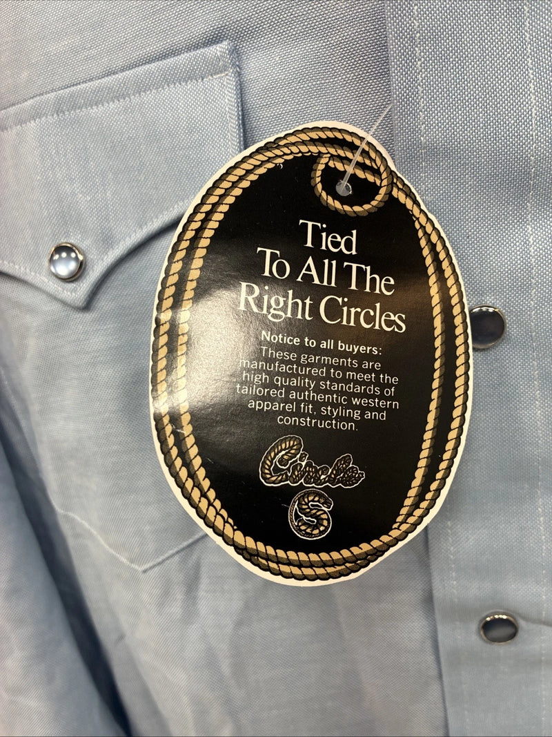 New Men’s Circle S Blue Long Sleeve Pearl Snap 16 X 36 Large X-62