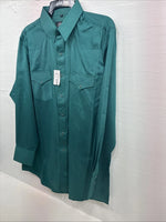 New Men’s ELY Cattleman Green Stripe Long Sleeve Pearl Snap Large X-20