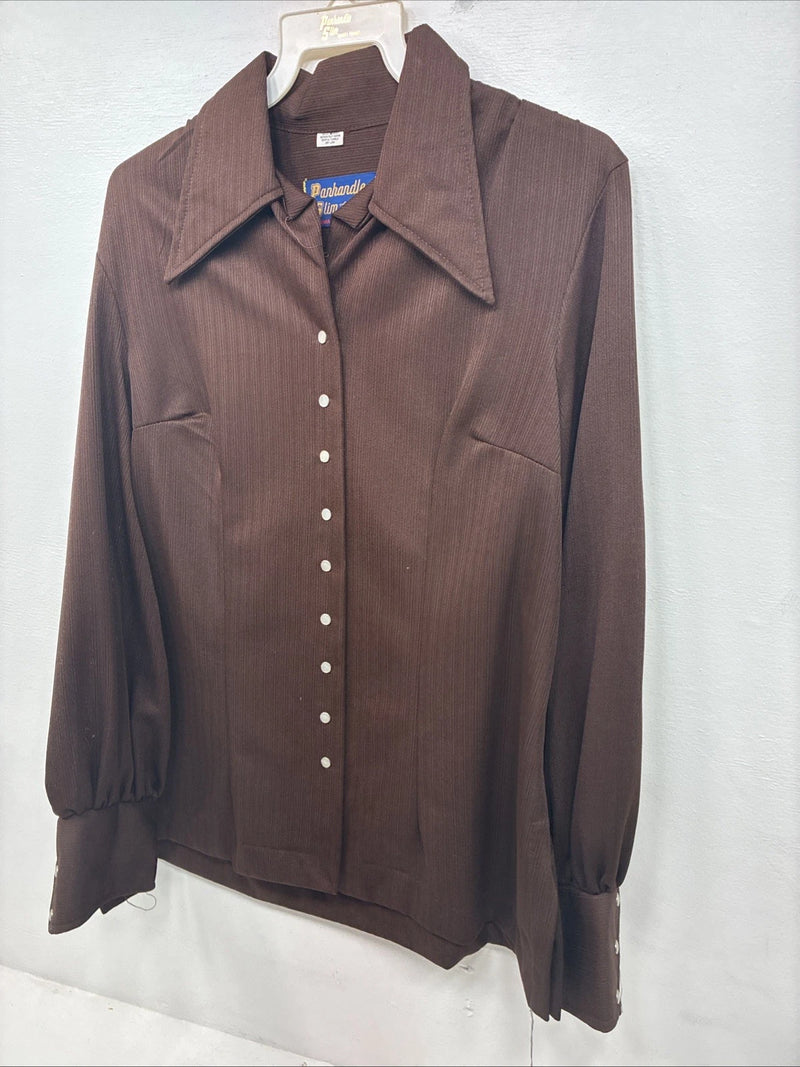 New Women’s Panhandle Slim Brown Long Sleeve Pearl Snap Size 18 KK-13