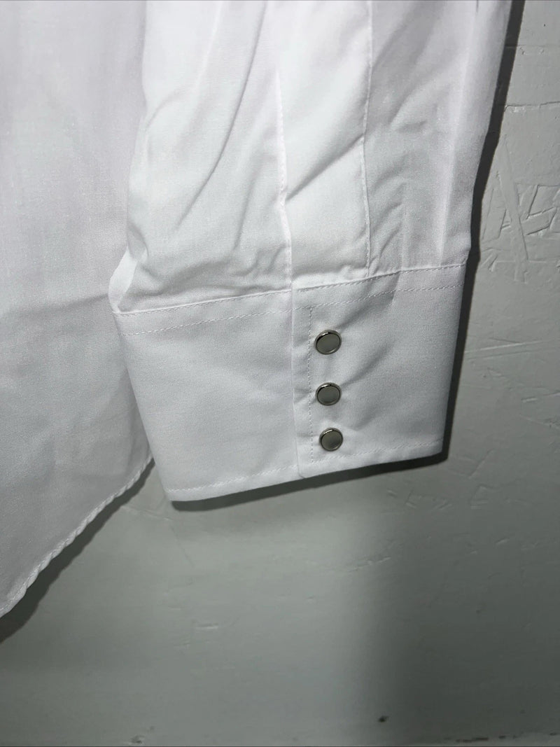 New Men’s White ELY Cattleman Long Sleeve Pearl Snap Shirt. 17x35 XL S-2