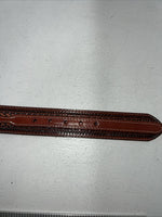New Brown Genuine Leather Double S Tooled Belt #0701048 40 W-12