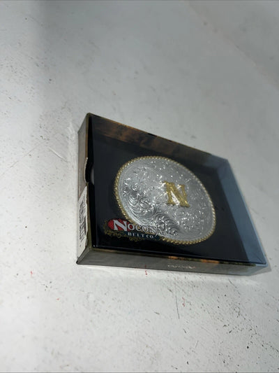 New Women’s Nocona Silver Gold “N” Belt Buckle. 37572-N A-110