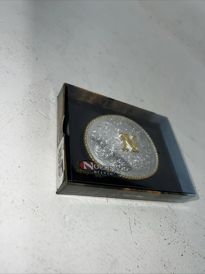 New Women’s Nocona Silver Gold “N” Belt Buckle. 37572-N A-110