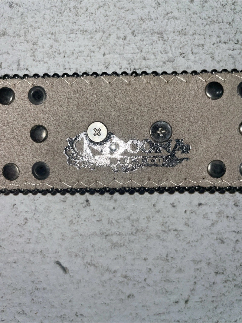New Black And White Genuine Leather Nocona Rainbow Bling M Belt #1330999 Z-10