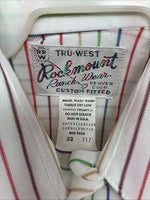 New Kids Rockmount Multicolor Stripe Long Sleeve Pearl Snap Size 32 CC-109