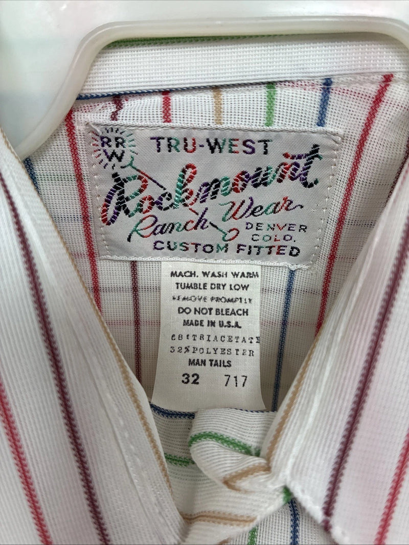 New Kids Rockmount Multicolor Stripe Long Sleeve Pearl Snap Size 32 CC-109