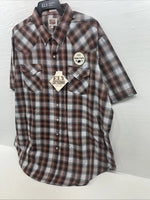 New Men’s ELY Cattleman Orange Short Sleeve Pearl Snap 3XL E-28  