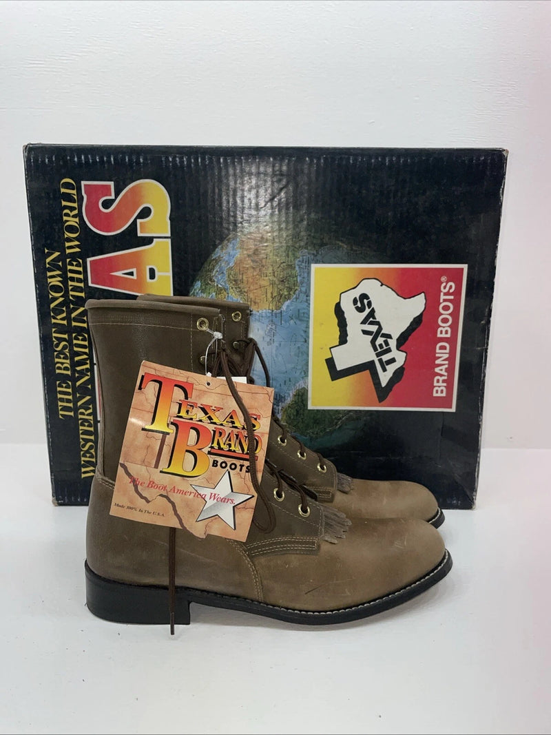 New Women’s Brown Lace Up Texas Brand Cowboy Boots. 4474 7.5 7 1/2 M. 17-102