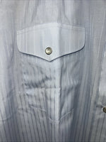 New Men’s Blue Stripped Mesquite Pearl Snap Long Sleeve Shirt. 19x37 3XL G-79