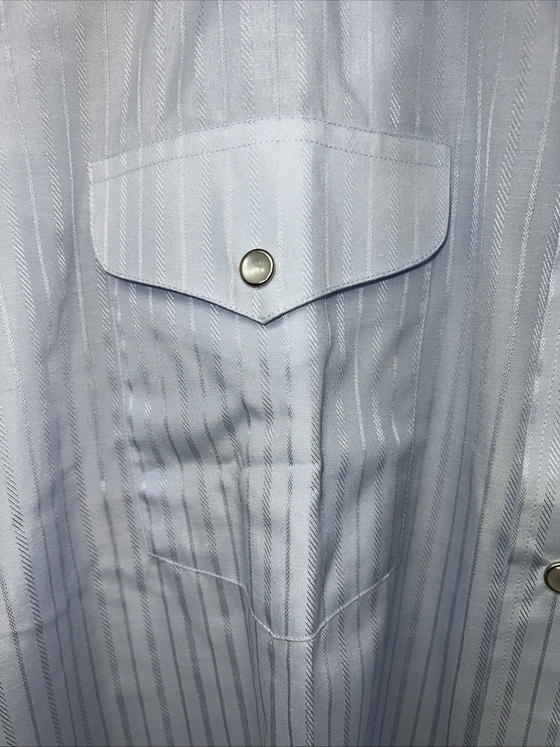 New Men’s Blue Stripped Mesquite Pearl Snap Long Sleeve Shirt. 19x37 3XL G-79