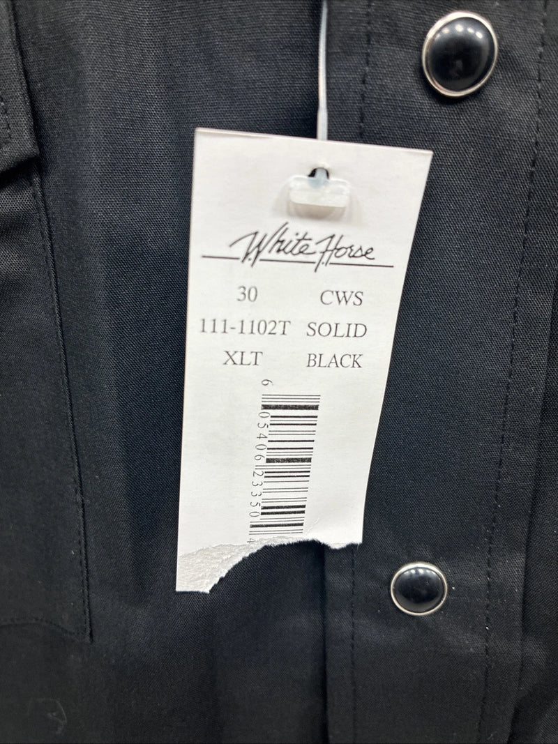 New Men’s White Horse Black Long Sleeve Pearl Snap XLT F-52