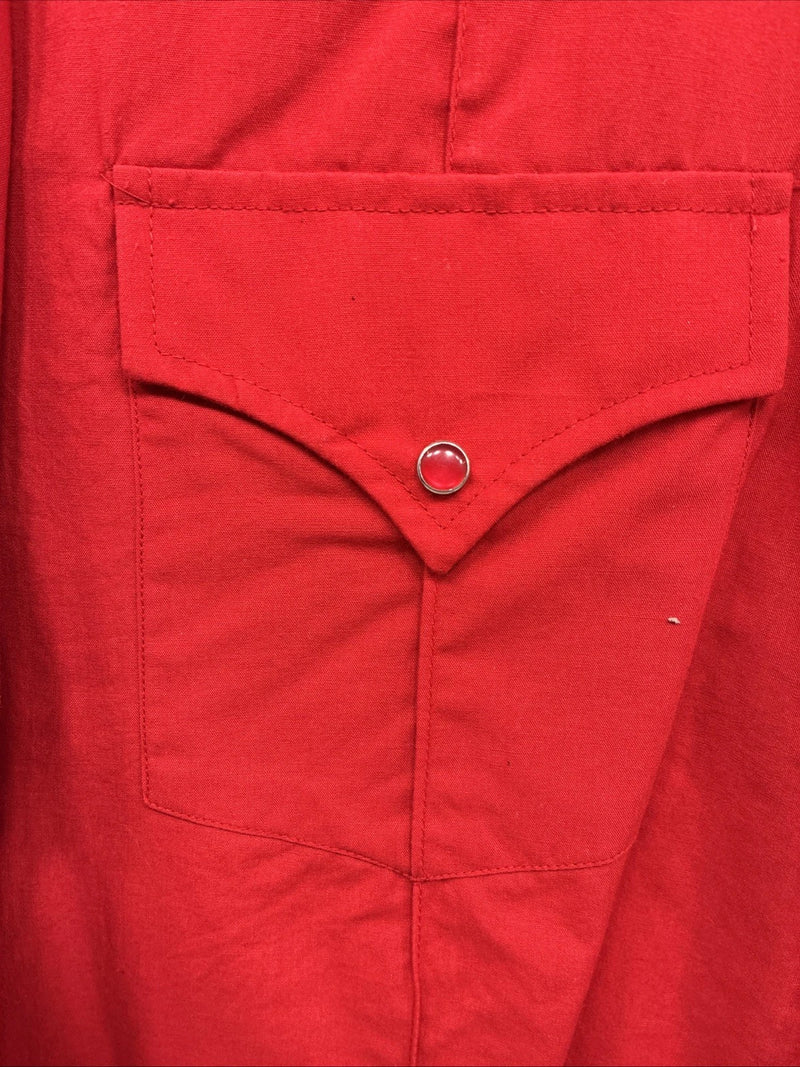 New Men’s ELY Cattleman Red Simple Long Sleeve Pearl Snap Medium J-92