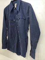 New Mens Blue Polkadot Rockmount Ranchwear Pearl Snap Long Sleeve 15.5x33 M I-52