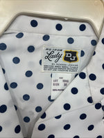 New Women’s Dickson Jenkins White Polkadot Long Sleeve Pearl Snap Size 30 KK-60
