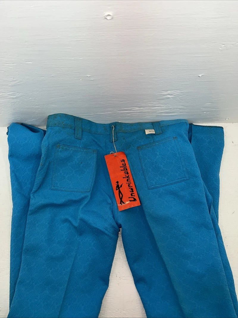New Vintage Tem Tex Blue Polyester Pants #5450087 NN-149