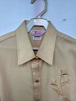 New Women’s H Bar C Yellow Design Long Sleeve Pearl Snap Size 38 II-78