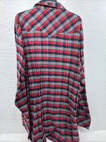 New Men’s White Horse Red Black Flannel Long Sleeve Pearl Snap 2XL H-37
