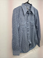New Women’s Miller Blue Deigned Long Sleeve Pearl Snap 15.5 Large LL-59