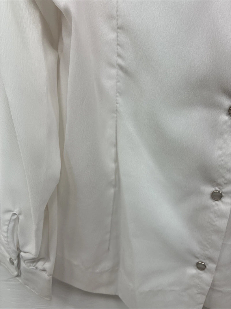 New Womens Prior Westerns White Long Sleeve Pearl Snap Button Collar Small J-60