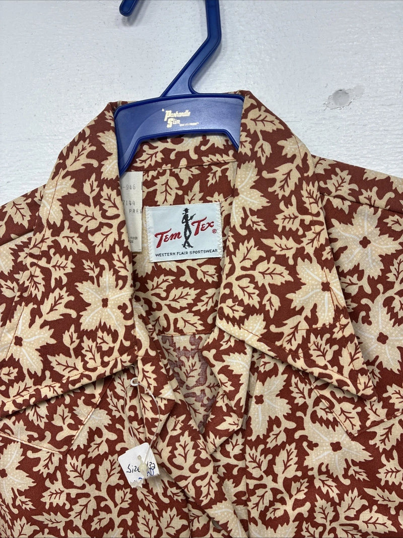 New Women’s Tem Tex Floral Design Long Sleeve Pearl Snap Size 32 MM-83