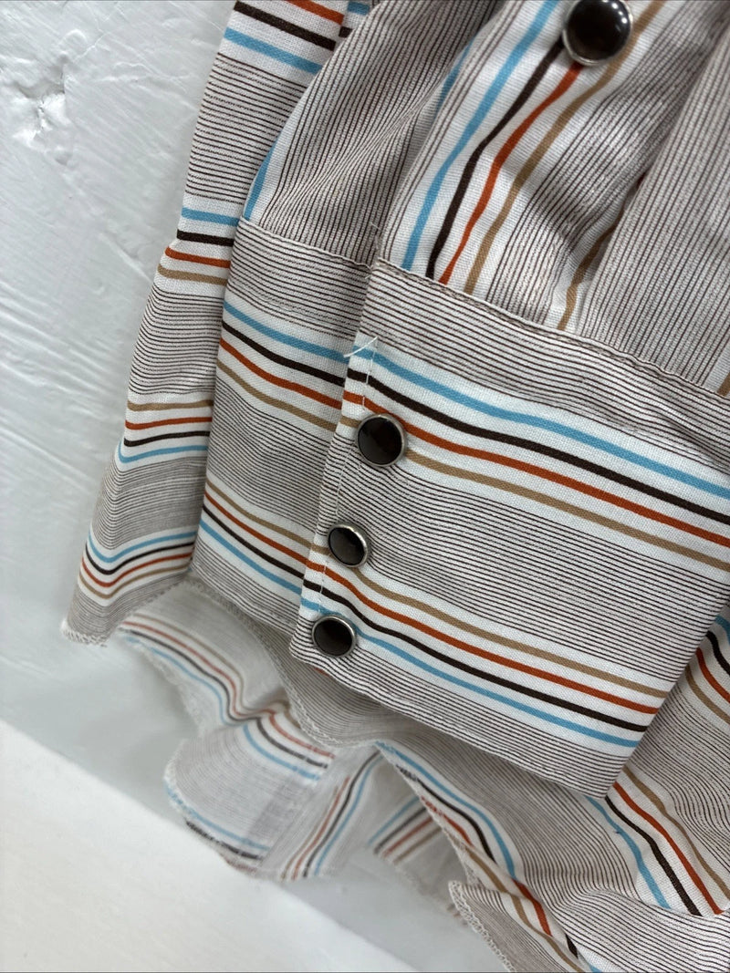 New Men’s Tem Tex Multiple Color Stripe Long Sleeve Pearl Snap XL J-45