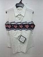 New Women’s Cumberland White Designed Short Sleeve Pearl Snap MM-70