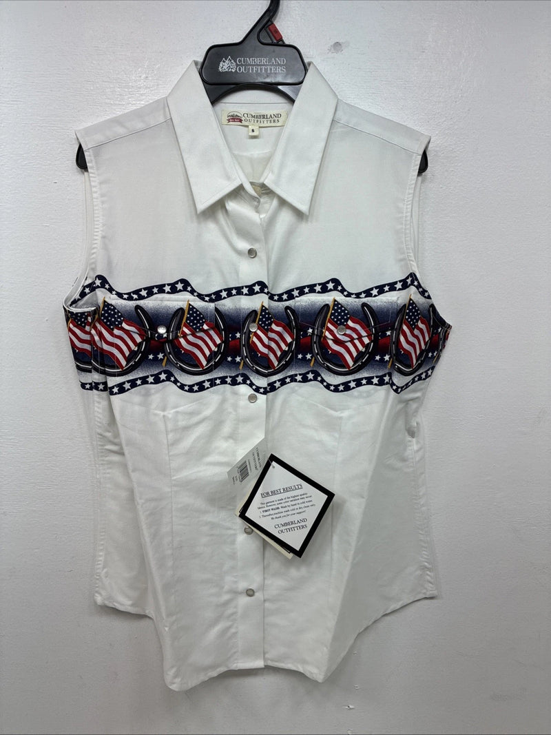 New Women’s Cumberland White Designed Short Sleeve Pearl Snap MM-70