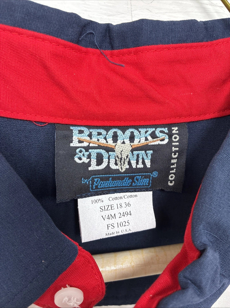 New Men’s Brooks & Dunn Red Blue White Long Sleeve Button Up 2XL H-70