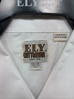 New Men’s ELY Cattleman White Long Sleeve Pearl Snap 18.5 X 35 2XL F-77