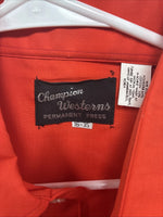 New Men’s Champion Western Orange Long Sleeve Pearl Snap 16 X 35 Large DD-46