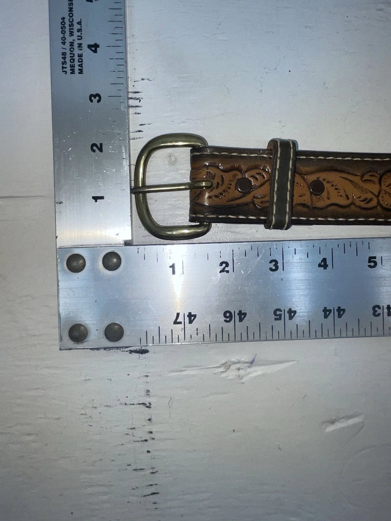 New Brown Genuine Leather Wright Tooled 20” Belt #10235 NN-92
