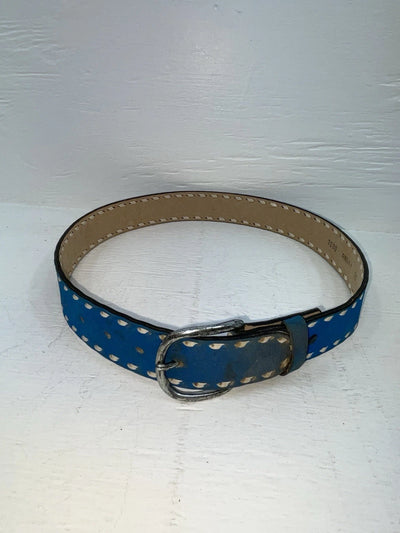 New Blue Genuine Leather Circle Y Weaved 30” Belt #7030 JJ-132