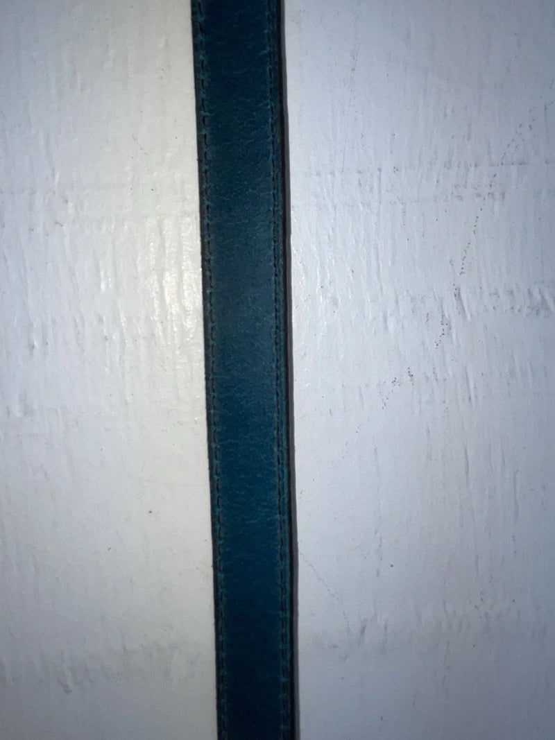 New Blue Genuine Leather Silver Pendent 32” Belt JJ-24