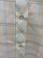 New Men’s ELY Cattleman Orange Plaid Short Sleeve Pearl Snap Large X-24