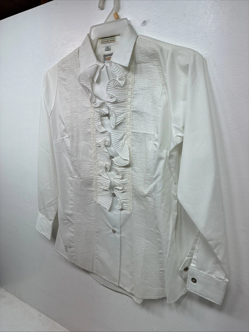 New Women’s Karman White Design Long Sleeve Pearl Snap Size 30 MM-80