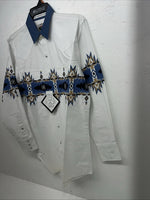 New Men’s White Cumberland Outfitters Pearl Snap Long Sleeve Shirt. Medium I-35