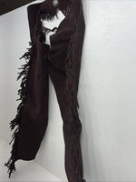 NOS Brown Show Chaps With Fringe Large Adjustable Waist 45” I-62