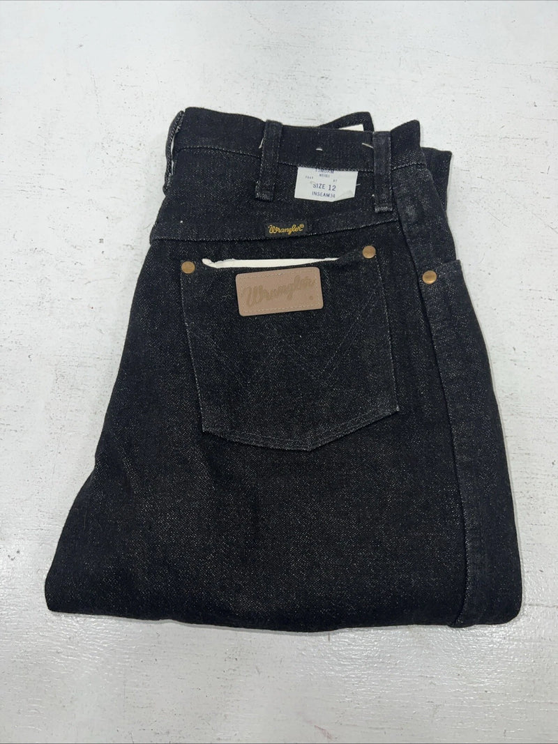 New Women’s Black Wrangler Pro Rodeo Cowboy Cut Denim Jeans. 12/34 C-25