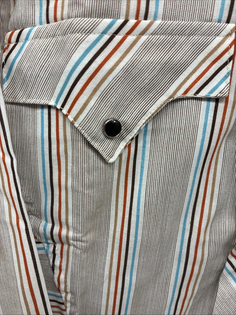 New Men’s Tem Tex Multicolor Stripe Long Sleeve Pearl Snap 16.5 X 34 Large R-18