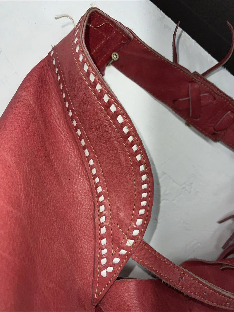 NOS Red Chap-Parel Show Chaps With Fringe Adjustable Waist 38” I-74