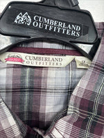 New Women’s Cumberland Purple Plaid Long Sleeve Pearl Snap 1XL KK-79