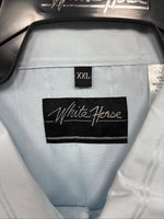New Men’s White Horse Baby Blue Stripe Long Sleeve Pearl Snap 2XL H-49