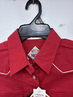 New Women’s Cumberland Red Short Sleeve Pearl Snap Medium MM-87