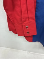 New Women’s Country Charmer Red Blue Long Sleeve Pearl Snap Large MM-65