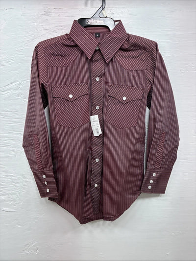 New Kids White Horse Purple Stripe Long Sleeve Pearl Snap Medium DD-21