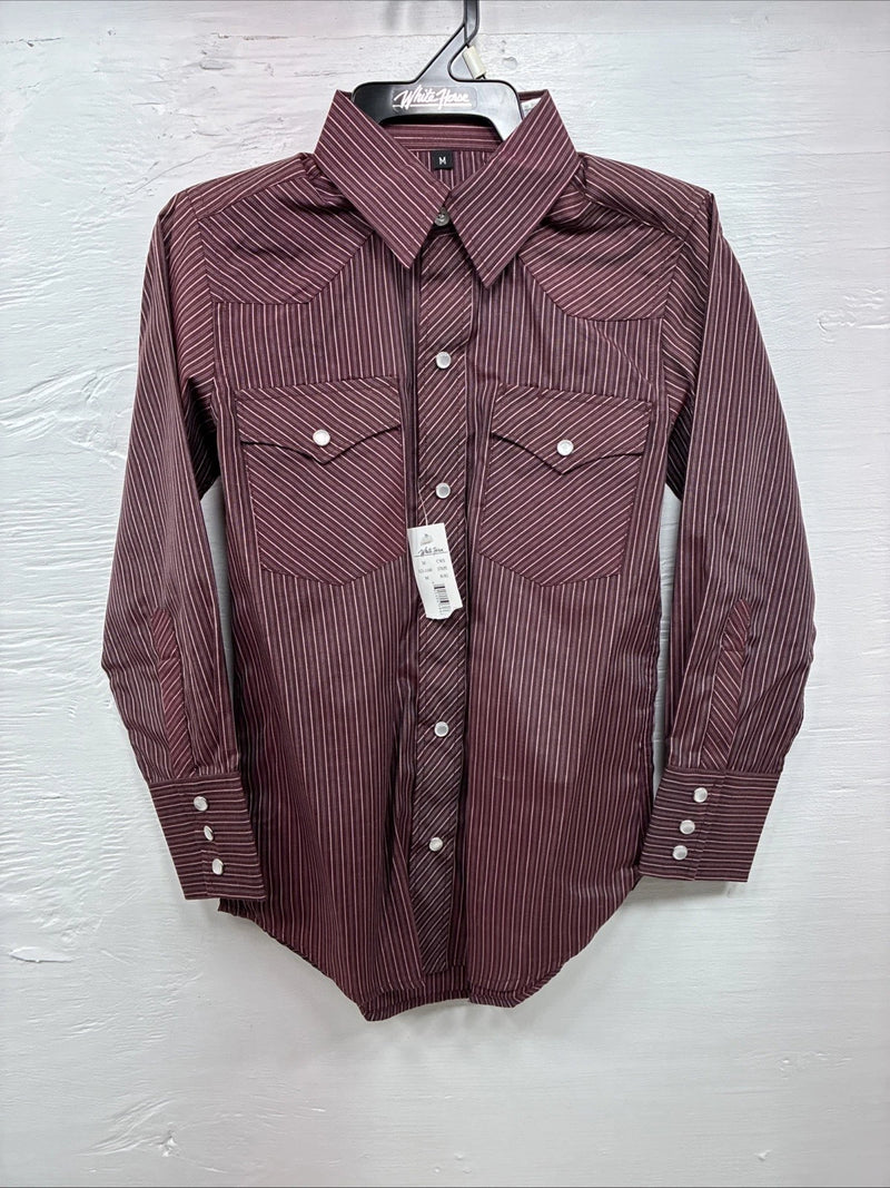 New Kids White Horse Purple Stripe Long Sleeve Pearl Snap Medium DD-21