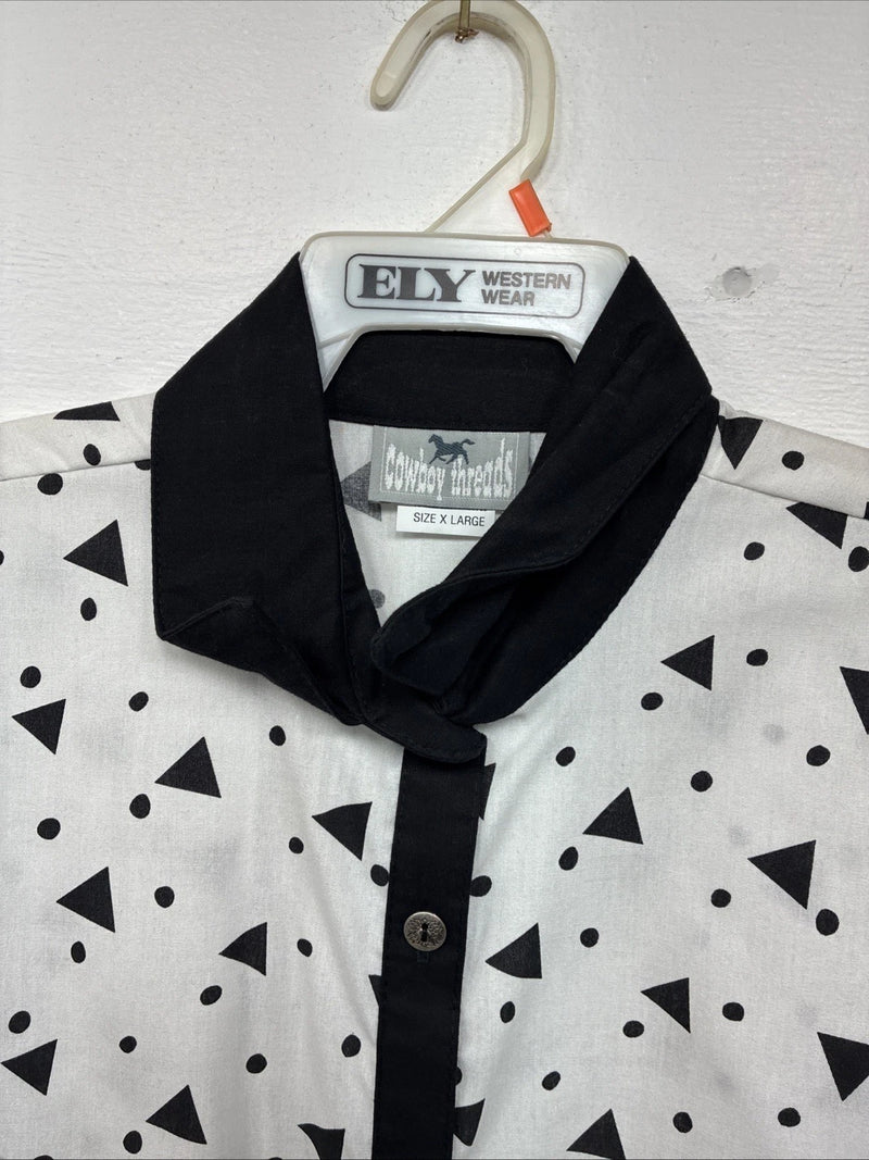 New Women’s Cowboy Threads Black White Long Sleeve Button Up XL II-41