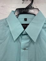 New Men’s White horse Blue Simple Long Sleeve Pearl Snap Medium K-55